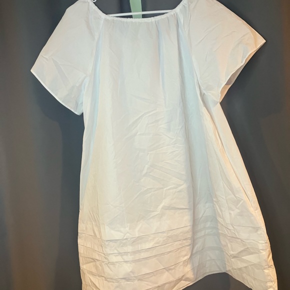 Poplin Flutter-Sleeve Pintuck Mini Dress Size L - Picture 4 of 5